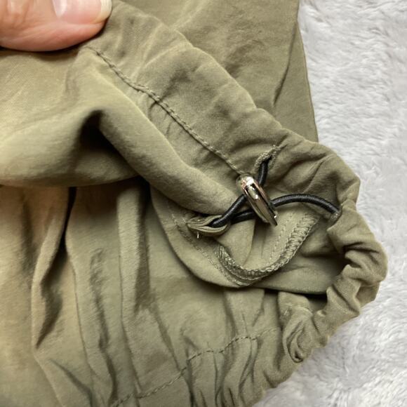 By Anthropologie Parachute Pants Womens XL Green Cinch Waist Ankle Drop Crotch - Picture 6 of 11